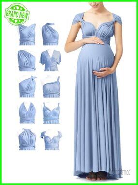 Maternity Multi-Way Wrap Infinity Maxi Dress Baby Shower Formal
